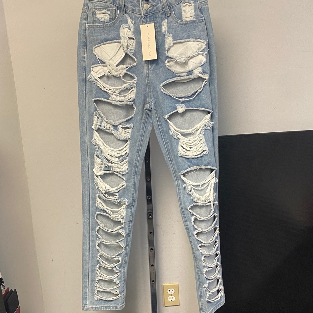 Distressed Light Blue Jeans